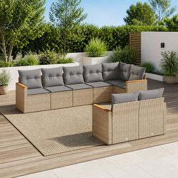 Durable Beige 8 Piece Modular Patio Sofa Set with Cushions