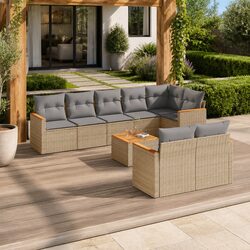 Warm Beige 9 Piece Outdoor Sofa Set with Storage Options