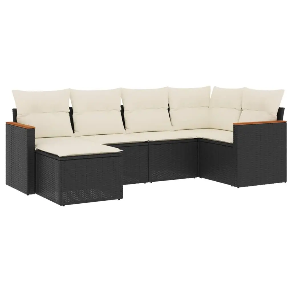 Garden Sofa Set Outdoor Furniture Modular 6 Piece Black Poly Rattan