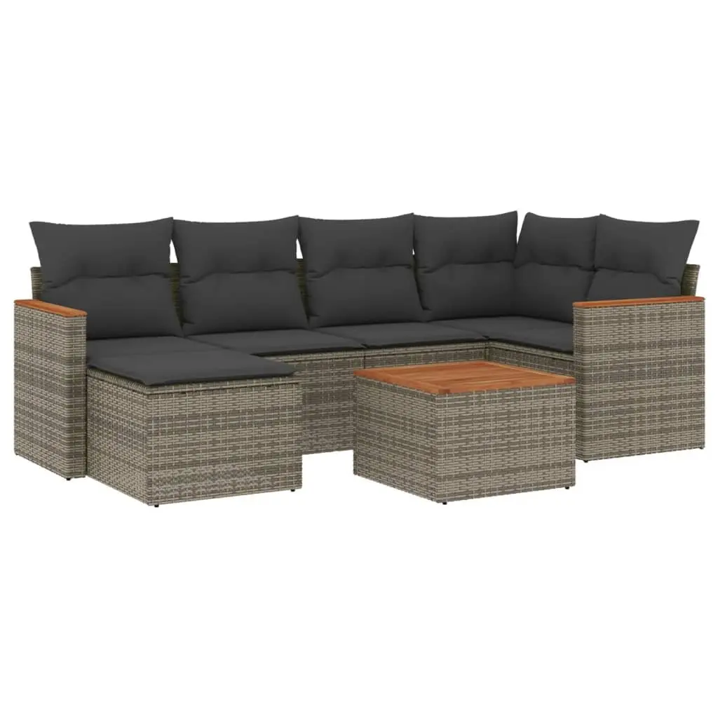 Garden Sofa Set Outdoor Furniture 7 Piece Modular Grey Poly Rattan with Cushions