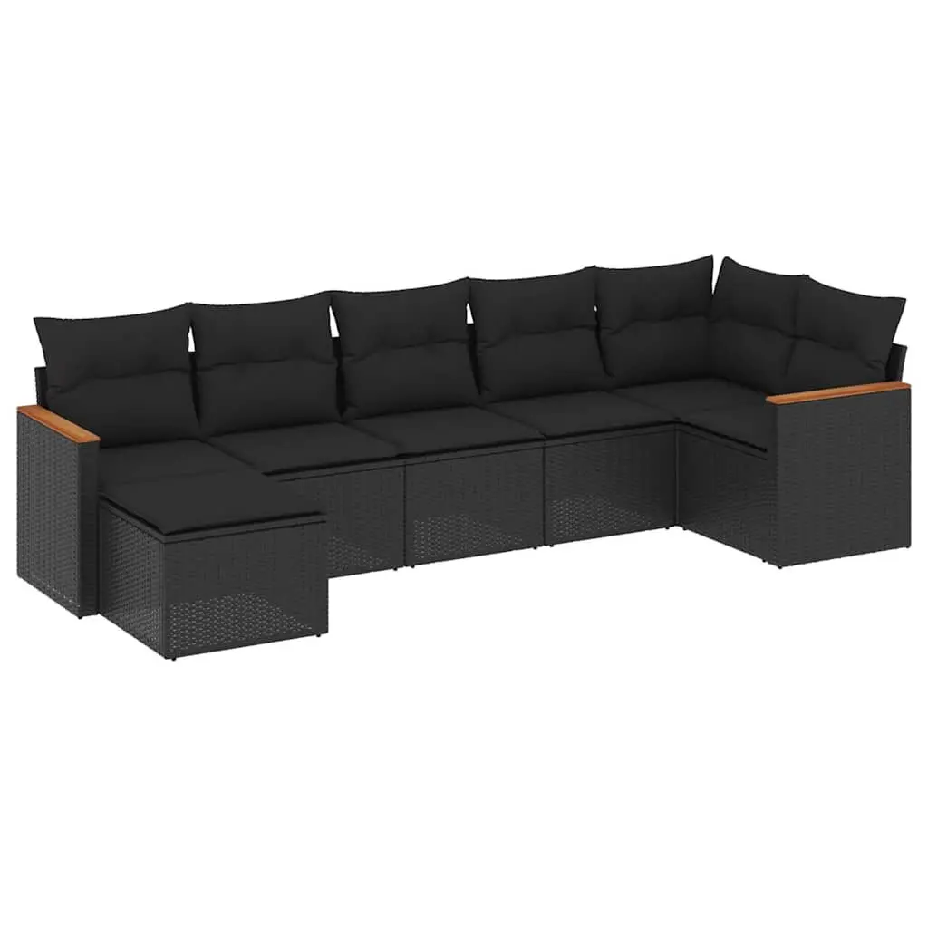 Garden Sofa Set 7 Piece Outdoor Furniture Modular Black PE Rattan