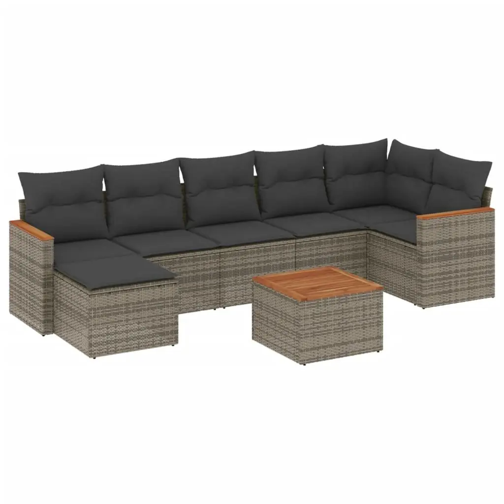 Garden Sofa Set 8 Piece Outdoor Furniture Modular Grey Poly Rattan Patio Lounge