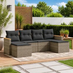 Comfortable Grey 6-Piece Garden Sofa Set for Outdoors