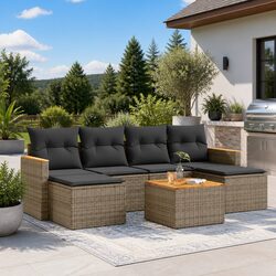 Comfortable 7 Piece Garden Sofa Set in Grey