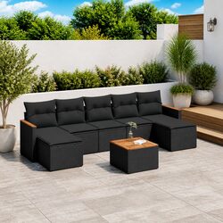 Value-Driven 8-Piece Outdoor Sofa Set in Black Rattan