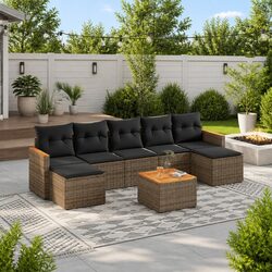 Comfort and Value: 8 Piece Grey Garden Sofa Set