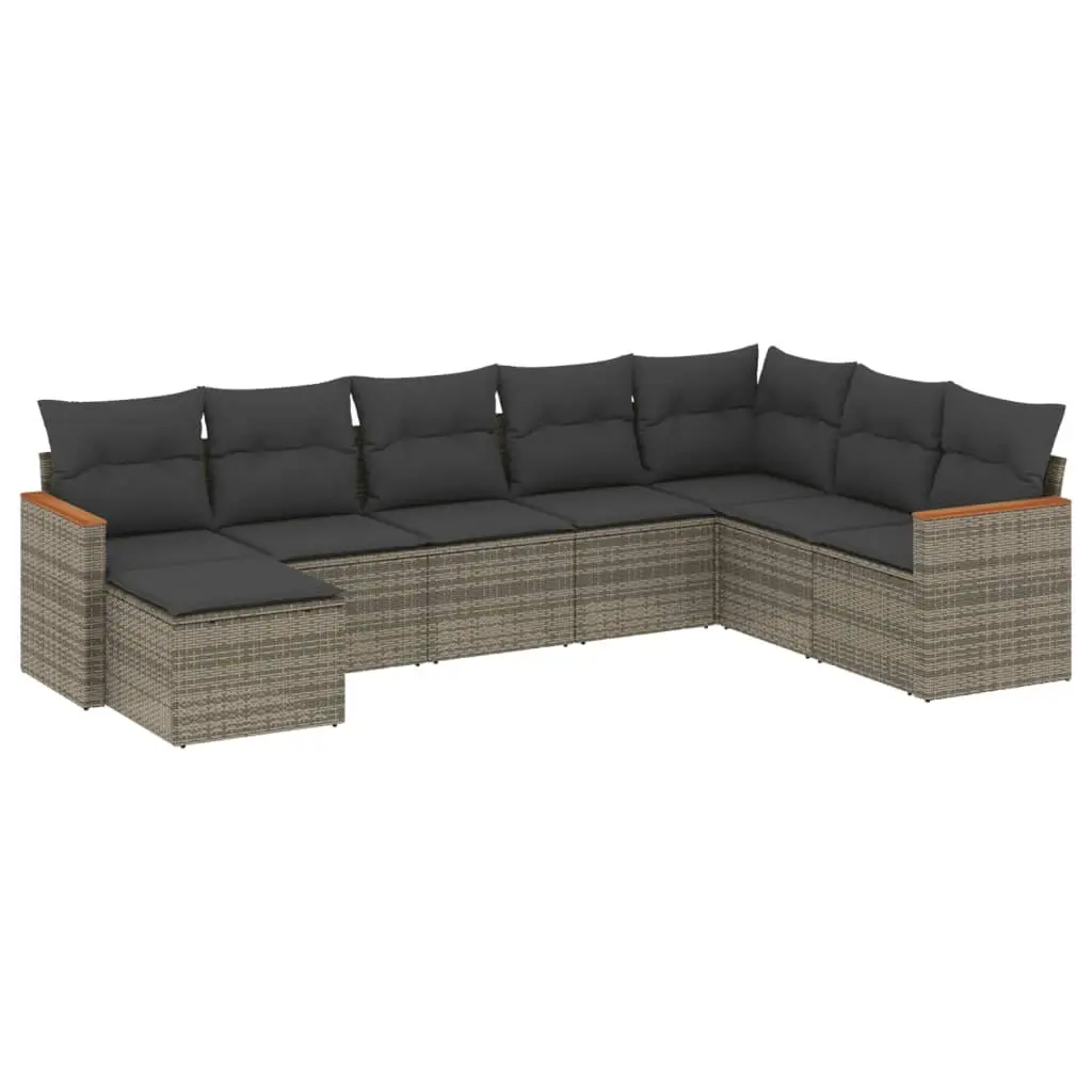 Garden Sofa Set 8 Piece Outdoor Furniture Patio Sectional Grey Poly Rattan