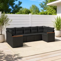 Comfortable and Durable 7 Piece Garden Sofa Set in Black