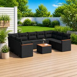 Warm and Inviting 10 Piece Garden Sofa Set in Black