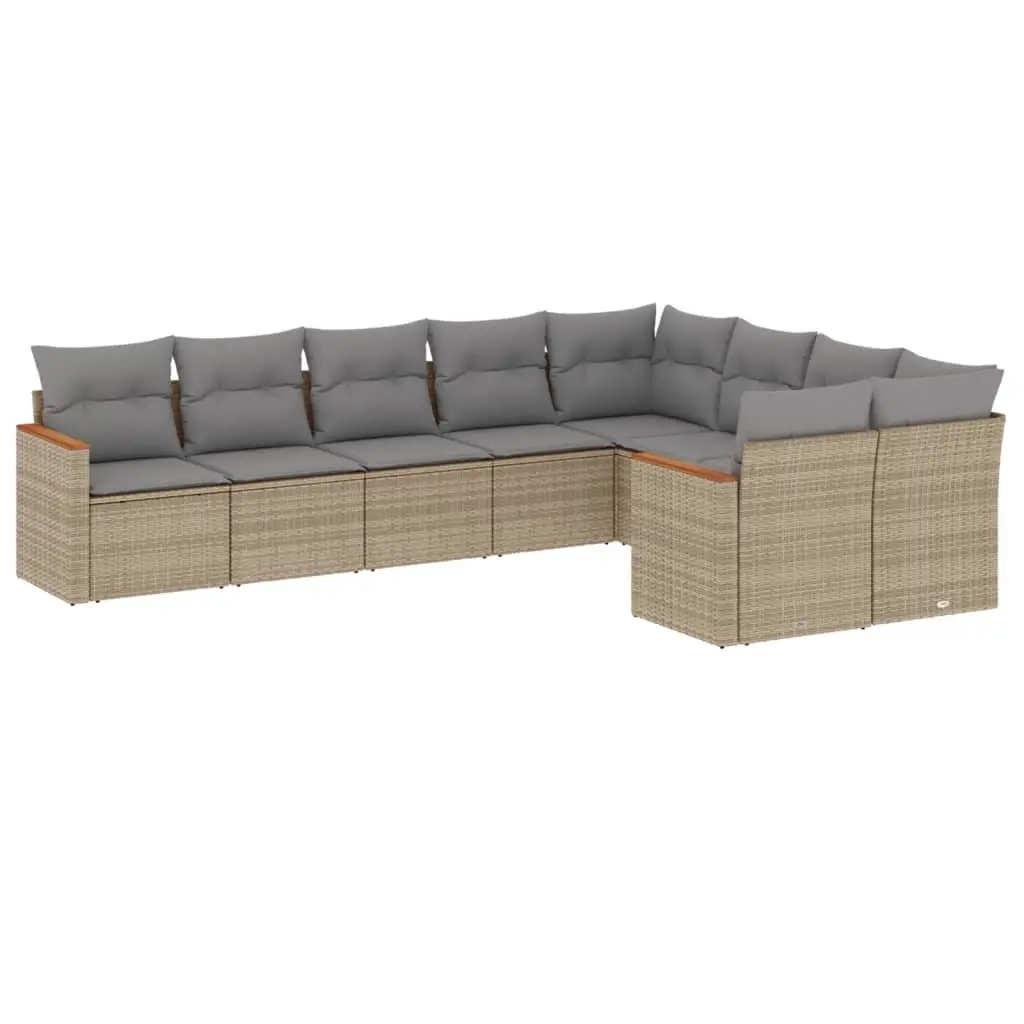 Beige 9 Piece Outdoor Sofa Set
