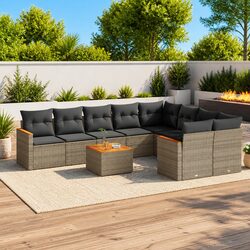 Comfortable 10 Piece Outdoor Garden Sofa Set in Grey
