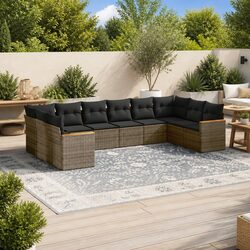 Comfortable 10 Piece Garden Sofa Set in Grey Rattan