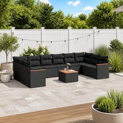 Comfortable 11-Piece Black Garden Sofa Set with Storage