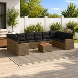 Garden Sofa Set 11 Piece Outdoor Furniture Patio Lounge Grey with Cushions