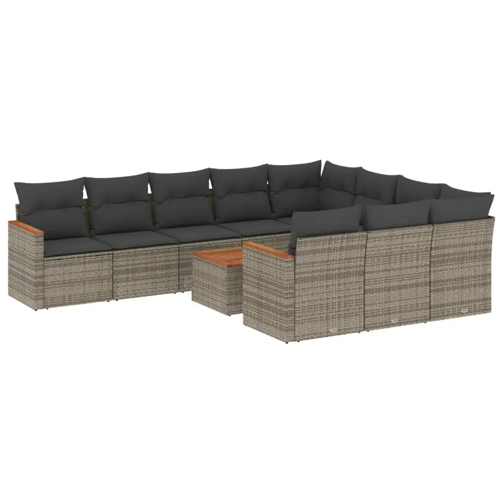 Garden Sofa Set 11 Piece Outdoor Furniture Modular Patio Grey Poly Rattan