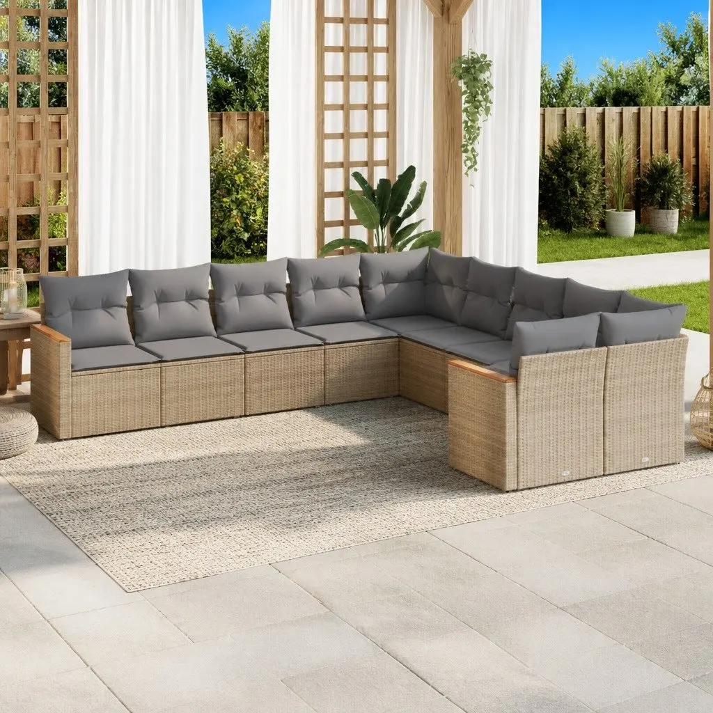 Garden Sofa Set 10 Piece Outdoor Furniture Storage Beige