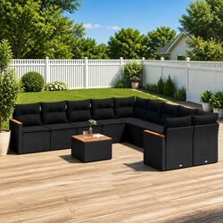 Reliable 11-Piece Black Rattan Outdoor Sofa Set