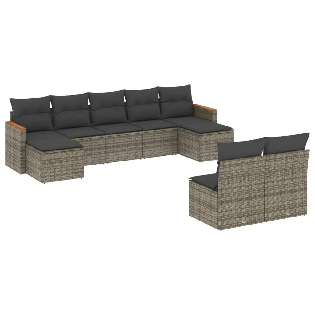 Garden Sofa Set Outdoor Furniture 9 Piece Modular Grey Poly Rattan