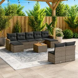 Reliable 10-Piece Grey Garden Sofa Set for Outdoor Living
