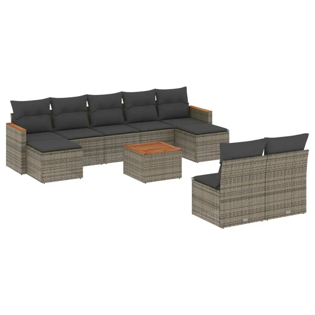 10-Piece Grey Garden Sofa Set for Outdoor Living