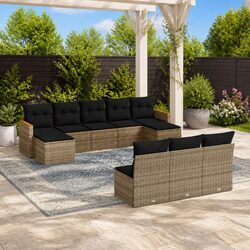 Comfortable Grey 10-Piece Garden Sofa Set Value