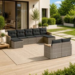 Reliable 9-Piece Grey Garden Sofa Set for Outdoor Comfort
