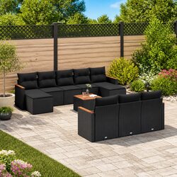 11 Piece Garden Sofa Set - Black for Cozy Outdoor Living