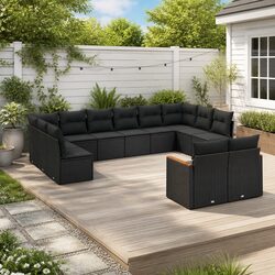 Comfortable 12-Piece Black Sofa Set for Outdoor Relaxation