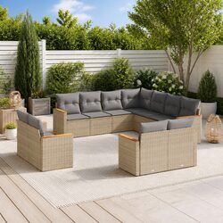 Comfortable and Durable 11 Piece Garden Sofa Set in Beige
