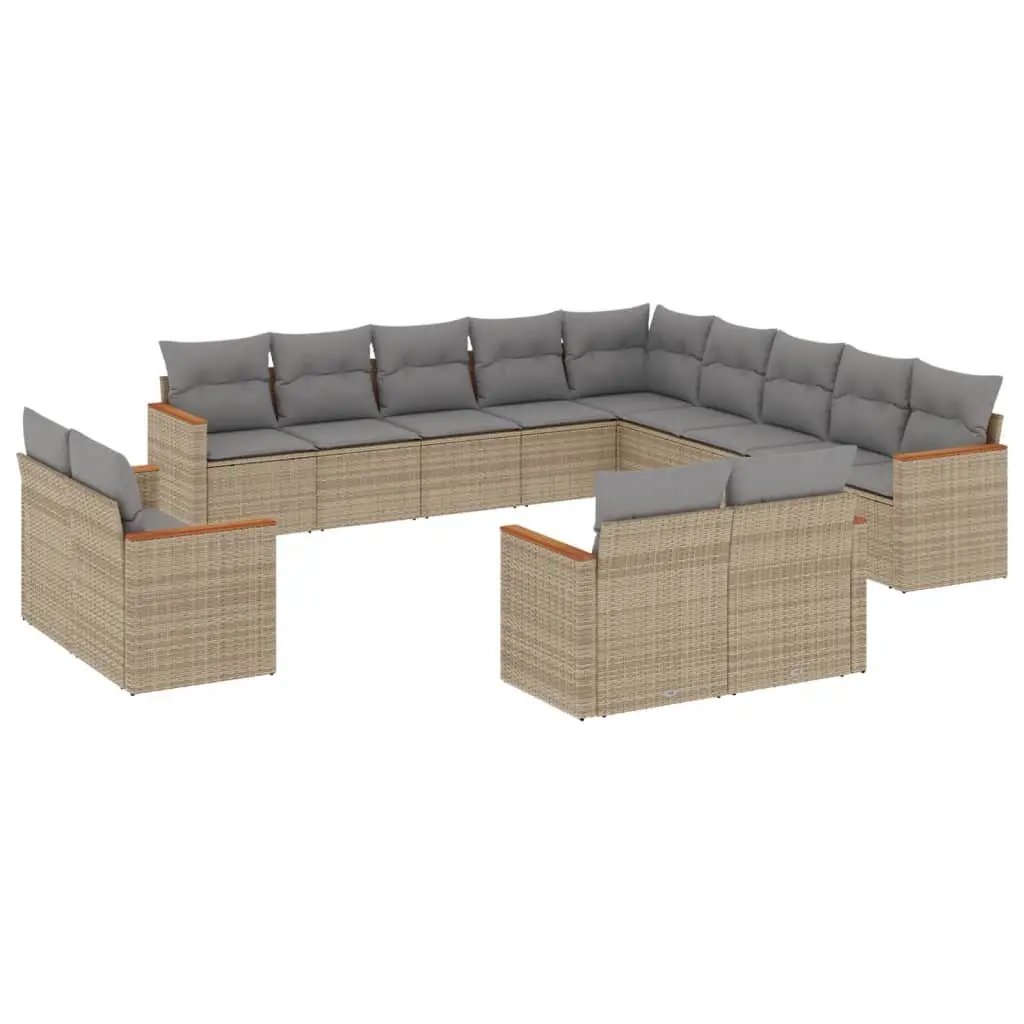 Garden Sofa Set 13 Piece Outdoor Furniture Modular Seating Beige Cushions