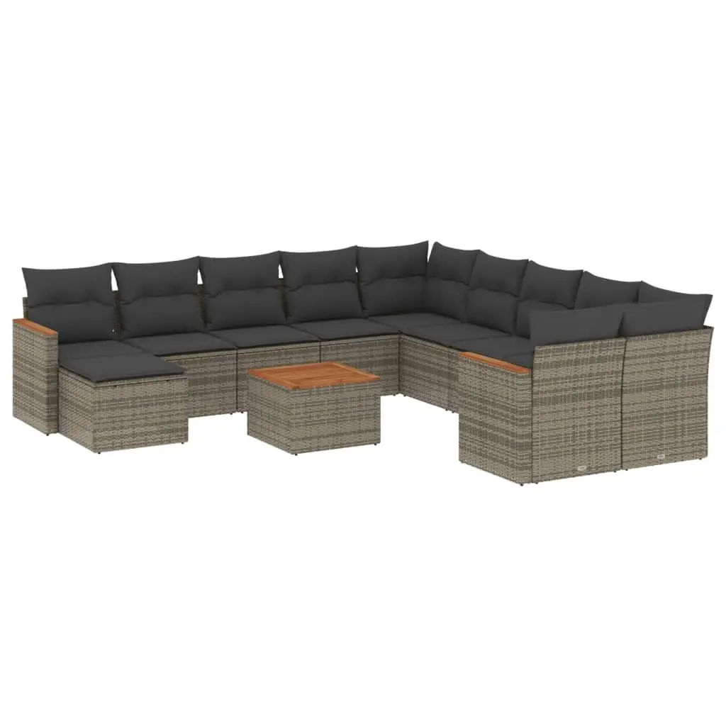 Garden Sofa Set 12 Piece Outdoor Furniture Grey Poly Rattan Modular Patio