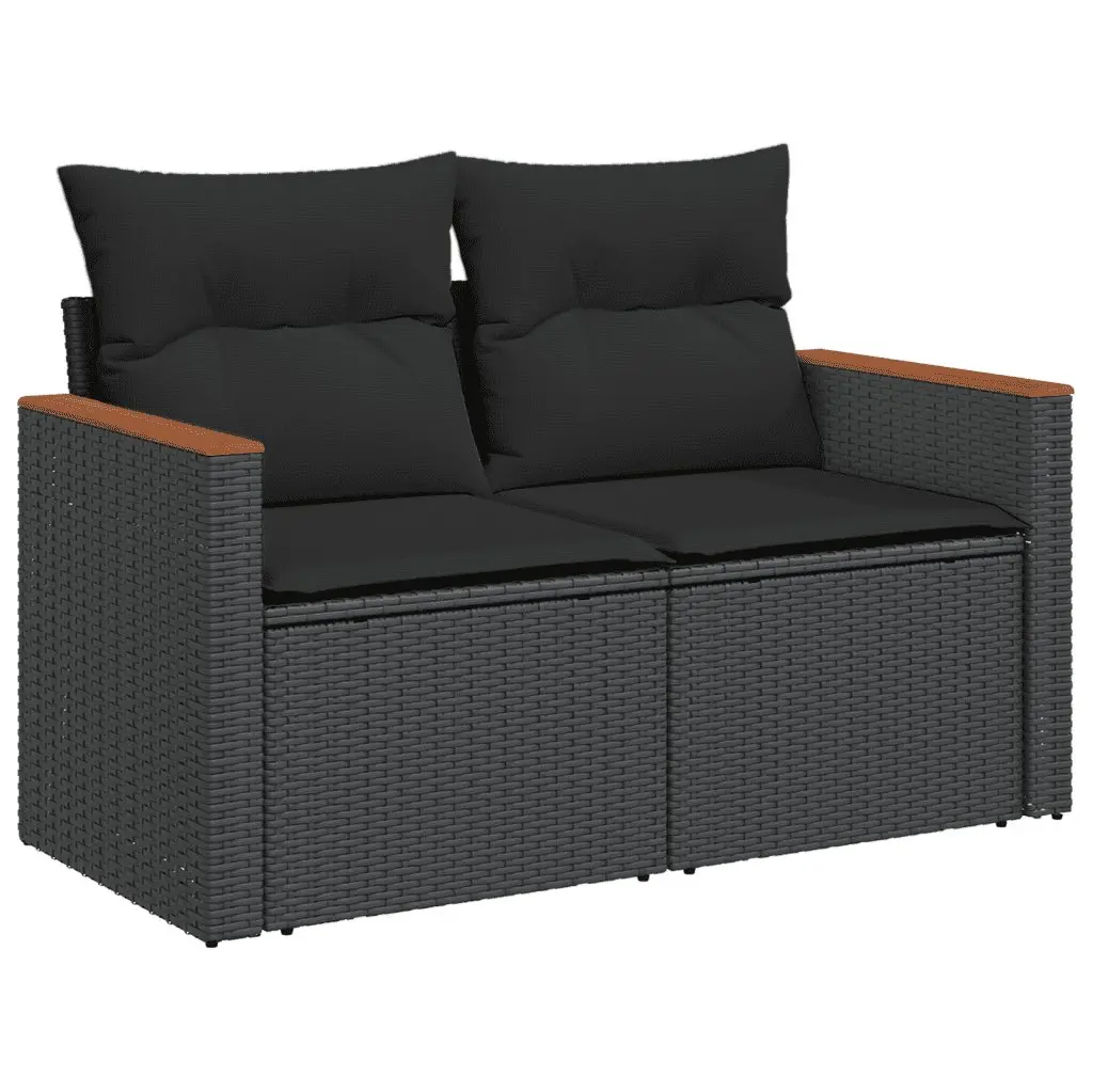 Garden Sofa Set 12 Piece Outdoor Furniture Patio Black Poly Rattan Modular