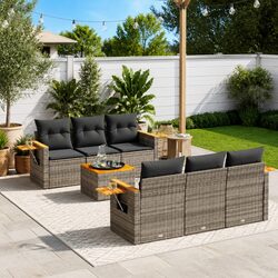 Quality Grey Garden Sofa Set - 7 Pieces