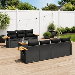 Comfortable Modular 8-Piece Garden Sofa Set in Black