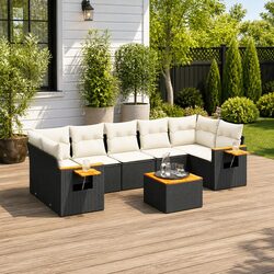 Durable Outdoor Sofa Set: 8 Pieces in Black Rattan
