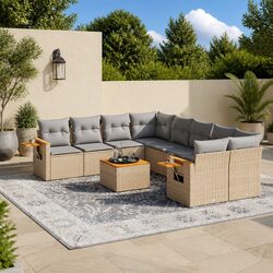 9-Piece Beige Garden Sofa Set for Practical Outdoor Comfort