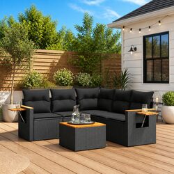 Comfort Meets Practicality: 6 Piece Black Sofa Set