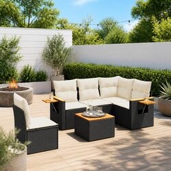 Practical 6-Piece Black Outdoor Sofa Set for Comfort