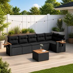 Value-Driven 7 Piece Black Outdoor Sofa Set
