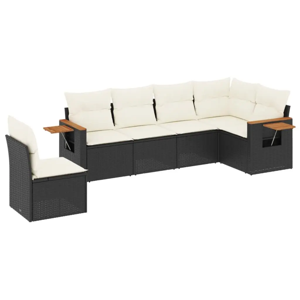 Garden Sofa Set 6 Piece Outdoor Furniture Patio Rattan Black Cushions Storage
