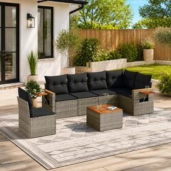 Comfort and Value with 7 Piece Grey Garden Sofa Set