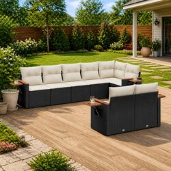 Comfortable 8 Piece Black Garden Sofa Set for Value