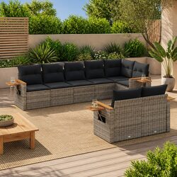 8 Piece Grey Garden Sofa Set - Practical Outdoor Solution