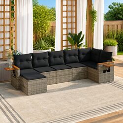 Warm and Reliable 7-Piece Grey Garden Sofa Set