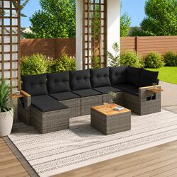 Reliable 8-Piece Grey Rattan Sofa Set for Your Garden