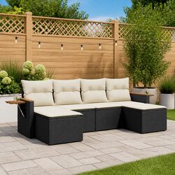 Cozy 6-Piece Black Garden Sofa Set with Storage