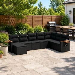 Reliable 8-Piece Black Garden Sofa Set for Outdoor Enjoyment