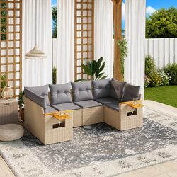 Comfortable 6-Piece Outdoor Sofa Set with Storage