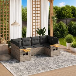Reliable 6-Piece Garden Sofa Set in Grey Rattan