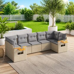 Practical 7 Piece Beige Garden Sofa Set for Your Outdoor Needs